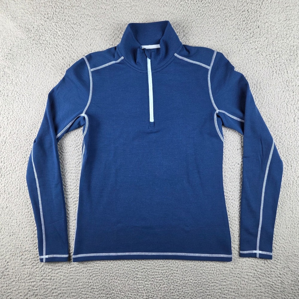 Duluth Trading Company Wickerino Wool Base Layer 1/4 Zip Top Medium Blue NWT